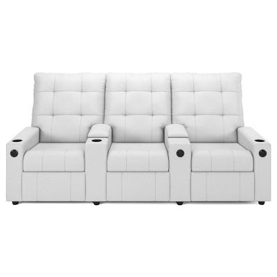 Poltrona Do Papai Reclinável Mallie 3 Lugares Baú Usb Fh9 Pu Branco - Mpozenato