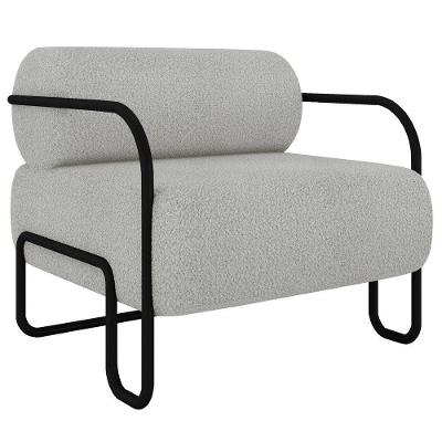 Poltrona Decorativa Para Sala Industrial Kira K04 Bouclê Cinza Claro Mpozenato