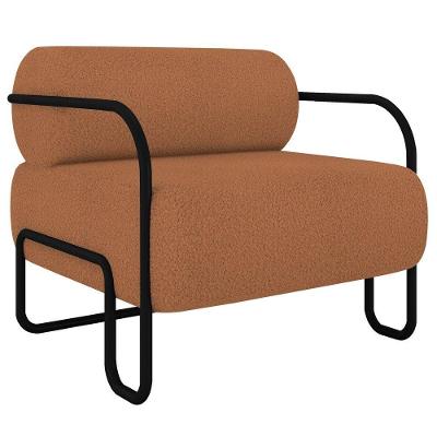 Poltrona Decorativa Para Sala Industrial Kira K04 Bouclê Terracota Mpozenato