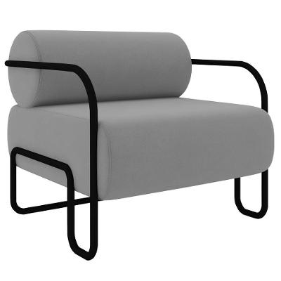 Poltrona Decorativa Para Sala Industrial Kira K04 Veludo Cinza Mpozenato