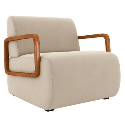 Poltrona Decorativa Orgânica Para Sala Belarus K04 Veludo Bege Mpozenato