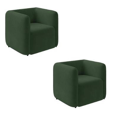Poltrona Sala De Estar Decorativa Kit 2 Laguna Veludo Verde K01 - D'rossi