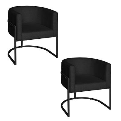 Poltrona Base Industrial Preto Kit 2 Lety Veludo Preto S05 - D'rossi
