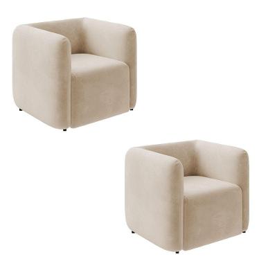 Poltrona Sala De Estar Decorativa Kit 2 Laguna Veludo K01 - D'rossi Cor Bege