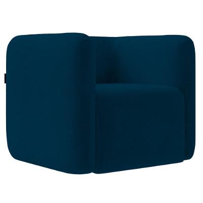Poltrona Para Sala De Estar Decorativa Quadrada Maggie K04 Veludo Azul Marinho - Mpozenato