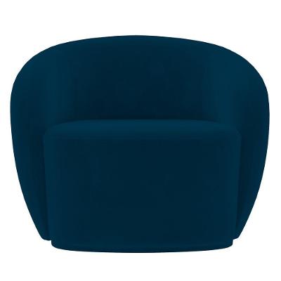 Poltrona Para Sala De Estar Giratória Orgânica Garbin K04 Veludo Azul Marinho - Mpozenato