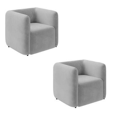 Poltrona Sala De Estar Decorativa Kit 2 Laguna Veludo K01 - D'rossi Cor Cinza