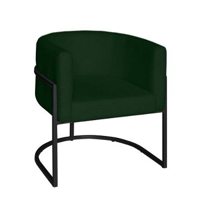 Poltrona Base Industrial Preto Sala De Estar Lety Veludo S05 - D'rossi Cor Verde