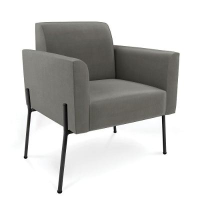Poltrona Pé De Ferro Preto Para Sala Marisa Suede D03 - D'rossi Cor Grafite