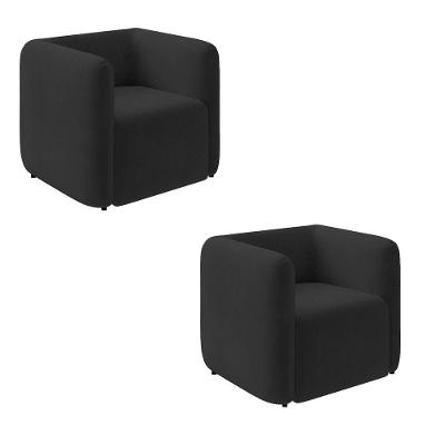 Poltrona Sala De Estar Decorativa Kit 2 Laguna Veludo K01 - D'rossi Cor Preto