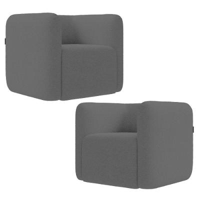 Poltrona Para Sala De Estar Decorativa Kit Com 2 Maggie K04 Bouclê Cinza - Mpozenato