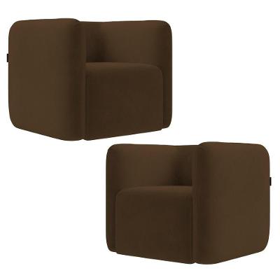 Poltrona Para Sala De Estar Decorativa Kit Com 2 Maggie K04 Veludo Marrom - Mpozenato