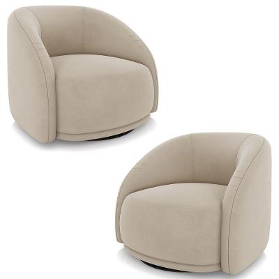 Poltrona Decorativa Orgânica Giratória Kit 2 Lya M22 Suede Bege Mpozenato