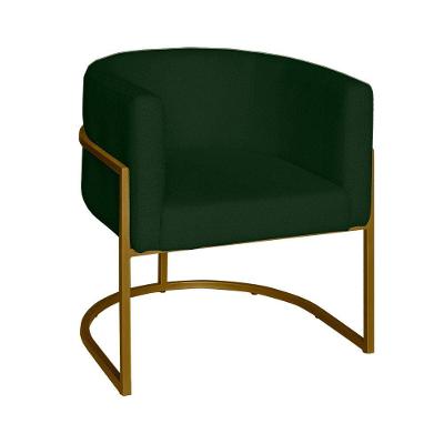 Poltrona Base Industrial Dourado Sala De Estar Lety Veludo S05 - D'rossi Cor Verde