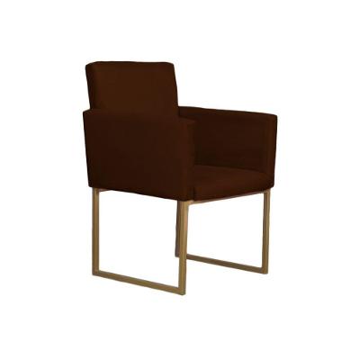 Poltrona Decorativa Klara Base Dourada Suede 01 Lugar Bordô