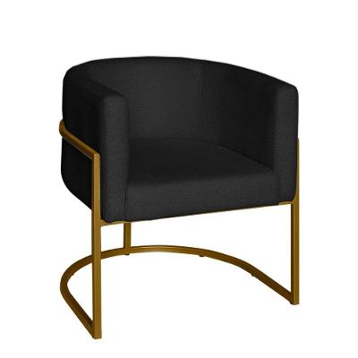 Poltrona Base Industrial Dourado Sala De Estar Lety Veludo S05 - D'rossi Cor Preto