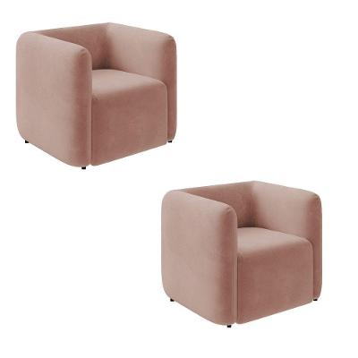 Poltrona Sala De Estar Decorativa Kit 2 Laguna Veludo K01 - D'rossi Cor Rose