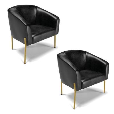 Poltrona Pé De Ferro Dourado Kit 2 Stella Corano D03 - D'rossi Cor Preto
