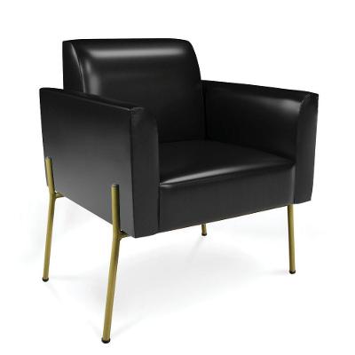 Poltrona Pé De Ferro Dourado Para Sala Marisa Corano Preto D03