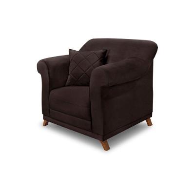 Poltrona Sala De Estar Pé De Madeira Julieta Suede S04 - D'rossi Cor Café