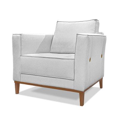 Poltrona Base De Madeira Sala De Estar Grace Linho S04 - D'rossi Cor Grigio
