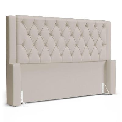 Cabeceira Atena Para Cama Box Casal Padrão 140cm Capitonê Com Frame Suede Bege Claro - Desk Design