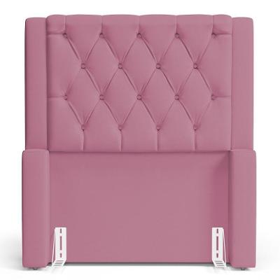 Cabeceira Atena Para Cama Box Solteiro 90cm Capitonê Com Frame Suede Rosa - Desk Design