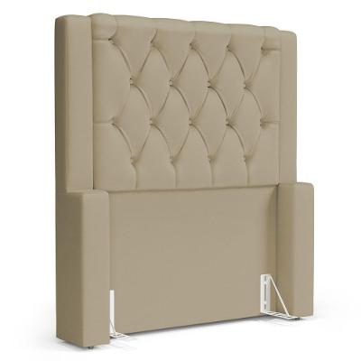 Cabeceira Atena Para Cama Box Solteiro 90cm Capitonê Com Frame Suede Bege - Desk Design