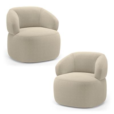 Kit 02 Poltronas Orgânicas Giratória Living Glee Bouclê Bege - Desk Design