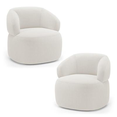 Kit 02 Poltronas Orgânicas Giratória Living Glee Bouclê Off White - Desk Design