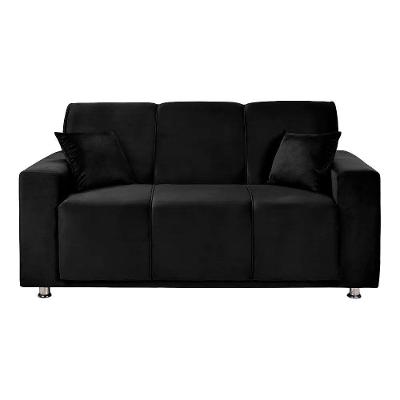 Sofá 3 Lugares Fixo Tokyo Veludo Preto Shop Das Cabeceiras Preto