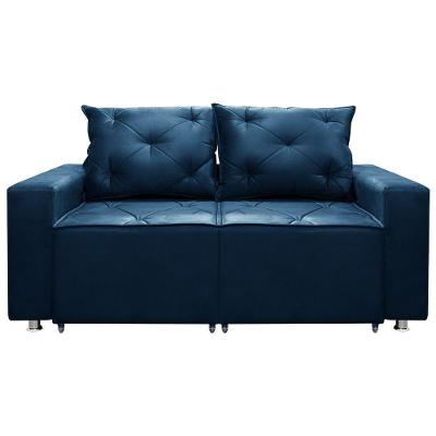Sofá Retrátil E Reclinável 2 Lugares Bariloche 1.50cm Veludo Azul