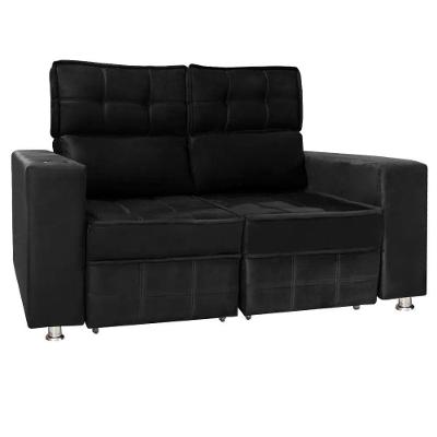 Sofá Retrátil E Reclinável 2 Lugares Londres 1.60cm C-molas Preto