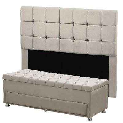 Cabeceira Calçadeira Munique 195cm Shop Das Cabeceiras Bege Marfim