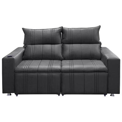 Sofá Retrátil E Reclinável 2 Lugares Madri 1,60m Suede Chumbo