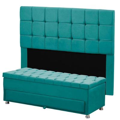 Cabeceira Calçadeira Munique 195cm Shop Das Cabeceiras Ciano