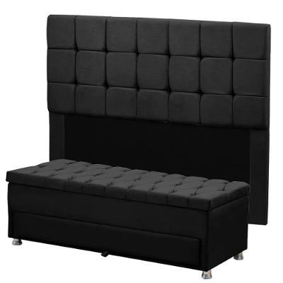 Cabeceira Calçadeira Munique 160cm Shop Das Cabeceiras Preto
