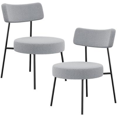 Kit 02 Poltronas Decorativas Para Sala De Estar Base Fixa Londres L02 Bouclê Cinza - Lyam
