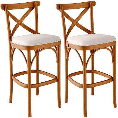 Kit 02 Banquetas Altas Cozinha Bancada Bar Sala De Jantar Estofada ávila L02 Linho Cru - Lyam