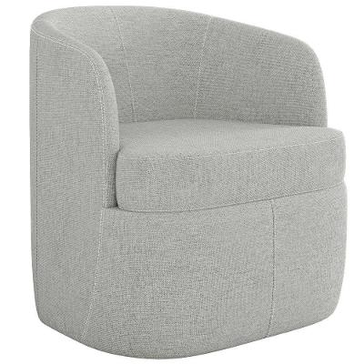 Poltrona Decorativa Giratória Para Sala De Estar Siena K01 Linho Cinza - Lyam Decor