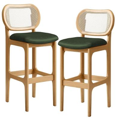 Kit 02 Banquetas Altas Para Cozinha Bancada Sala Tela Betta Fixa L02 Couríssimo Verde Musgo - Lyam