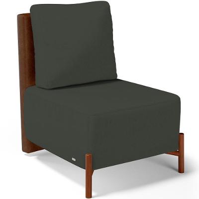 Poltrona Decorativa Sala De Estar Living Pés Madeira Hungria L02 Couríssimo Marrom Linho Verde Musgo