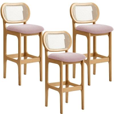 Kit 03 Banquetas Altas Para Cozinha Bancada Sala Tela Betta Fixa L02 Bouclê Rosê - Lyam