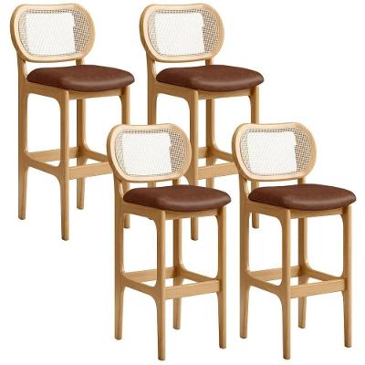 Kit 04 Banquetas Altas Para Cozinha Bancada Sala Tela Betta Fixa L02 Couríssimo Marrom - Lyam