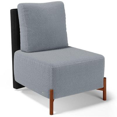 Poltrona Decorativa Sala De Estar Living Pés Madeira Hungria L02 Couríssimo Preto Bouclê Cinza