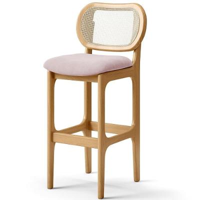 Banqueta Alta Para Cozinha Bancada Sala Tela Betta Fixa L02 Suede Rosê - Lyam