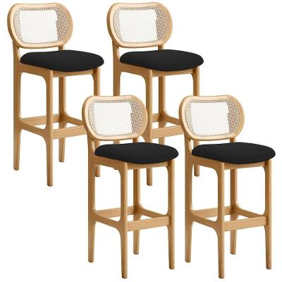 Kit 04 Banquetas Altas Para Cozinha Bancada Sala Tela Betta Fixa L02 Bouclê Preto - Lyam