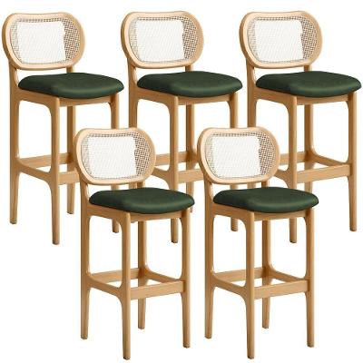Kit 05 Banquetas Altas Para Cozinha Bancada Sala Tela Betta Fixa L02 Couríssimo Verde Musgo - Lyam