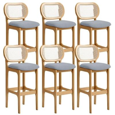 Kit 06 Banquetas Altas Para Cozinha Bancada Sala Tela Betta Fixa L02 Suede Cinza - Lyam