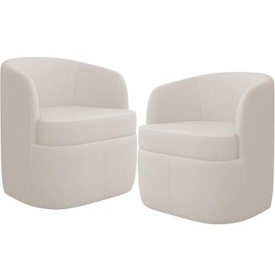 Kit 02 Poltronas Decorativa Giratória Para Sala De Estar Siena K01 Bouclê Creme - Lyam Decor